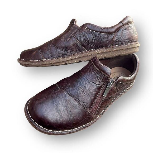 Clarks Shoes - Clarks Women's Brown Leather Slip-On Loafers Size 9 Casual Shoes